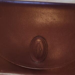 Red Wine Cartier Leather Clutch Authentic Les Must De Cartier